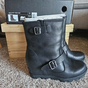 Sorel Black Wedge Boots for Women